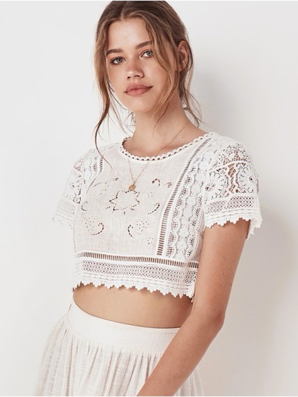 NWT Spell & The Gypsy Abigail Lace Cropped Top White, Small